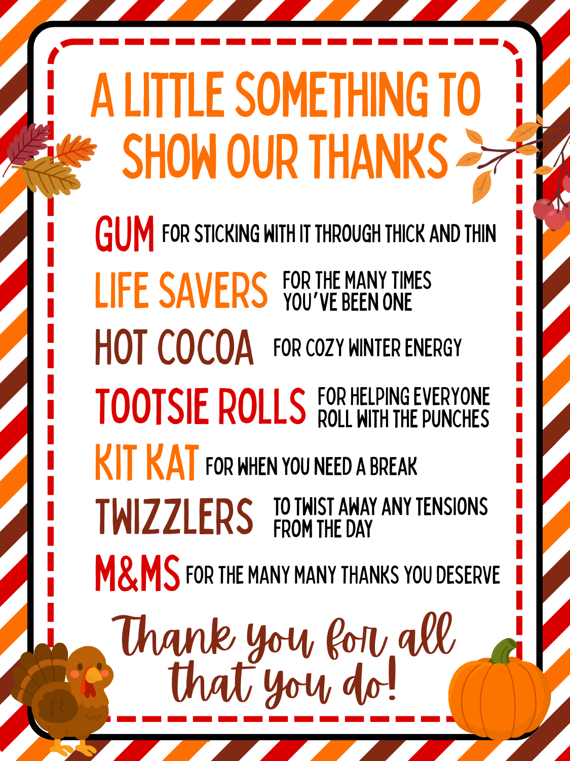 Fall Staff Appreciation Kit (Set of 12) – Sweet Autumn Treat Bag for Teachers, Coworkers & Employees