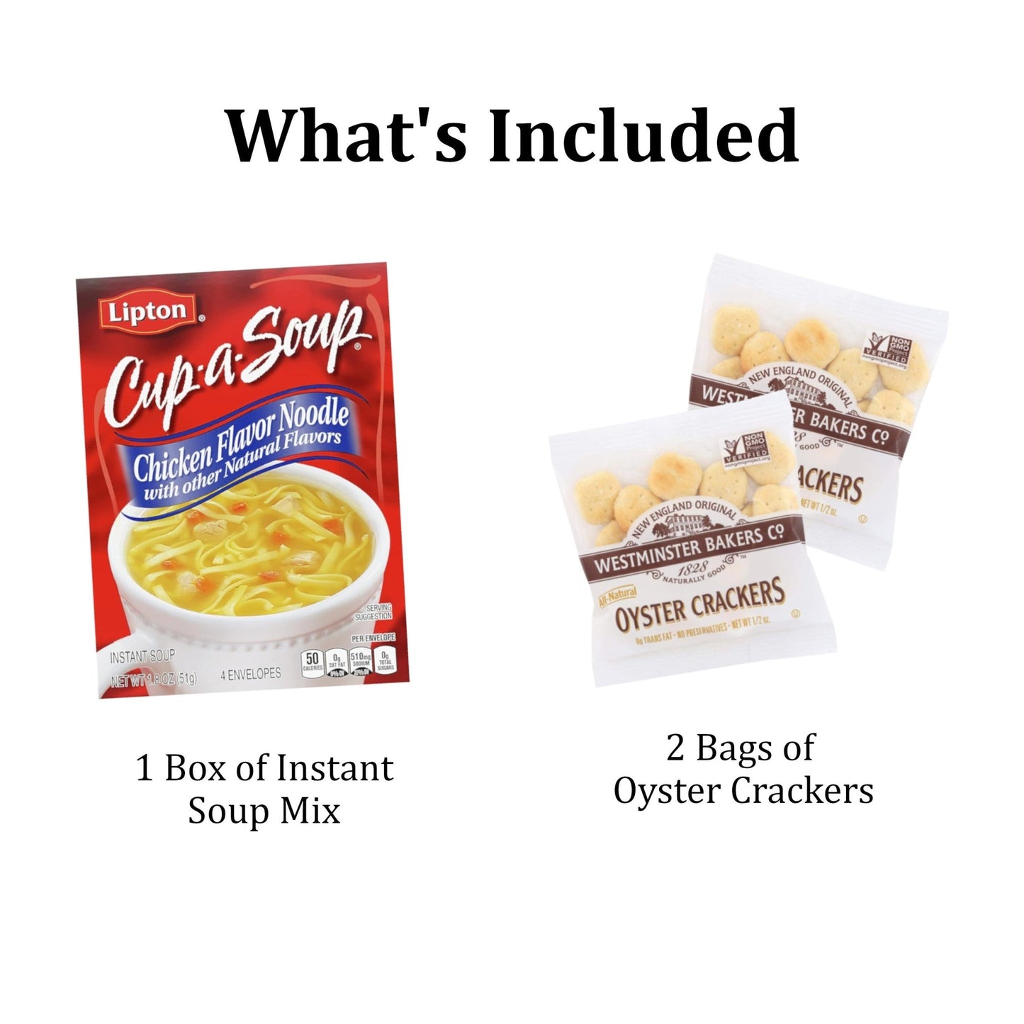 Get Well Cheer Gift - With Soup and Crackers - Golden Gift Box