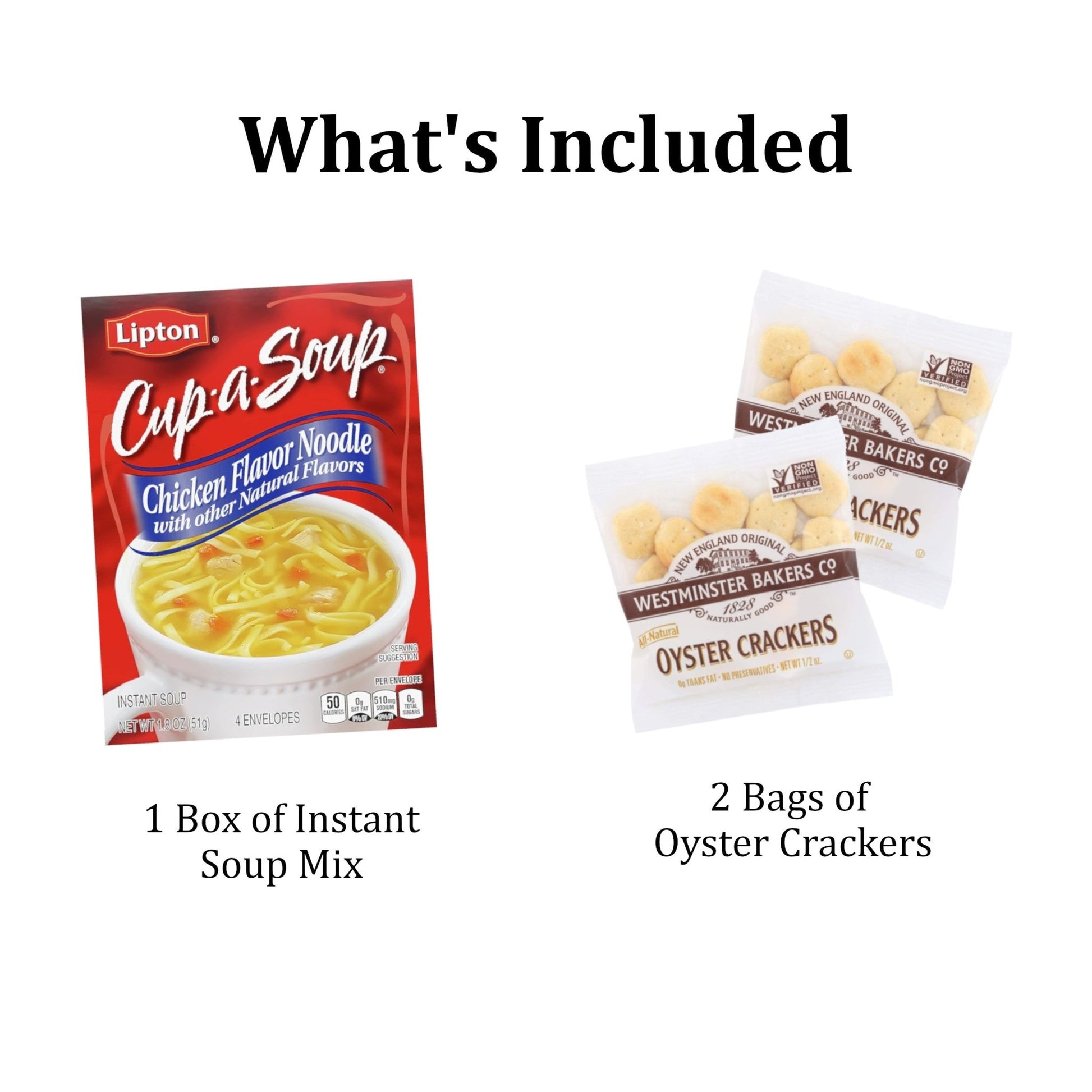 Get Well Cheer Gift - With Soup and Crackers - Golden Gift Box