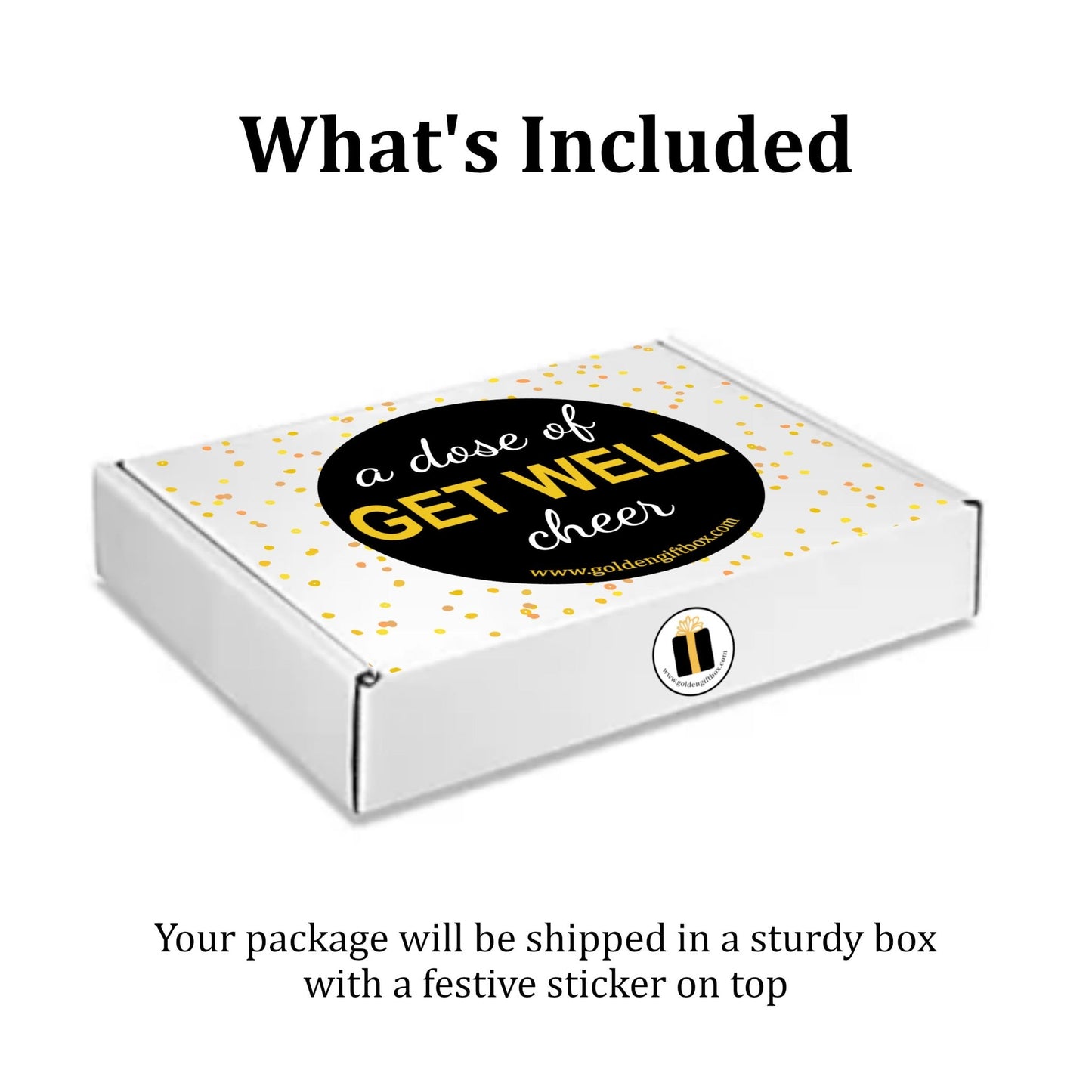 Get Well Cheer - For Someone Recovering From Flu, Allergies, or Cold - Golden Gift Box