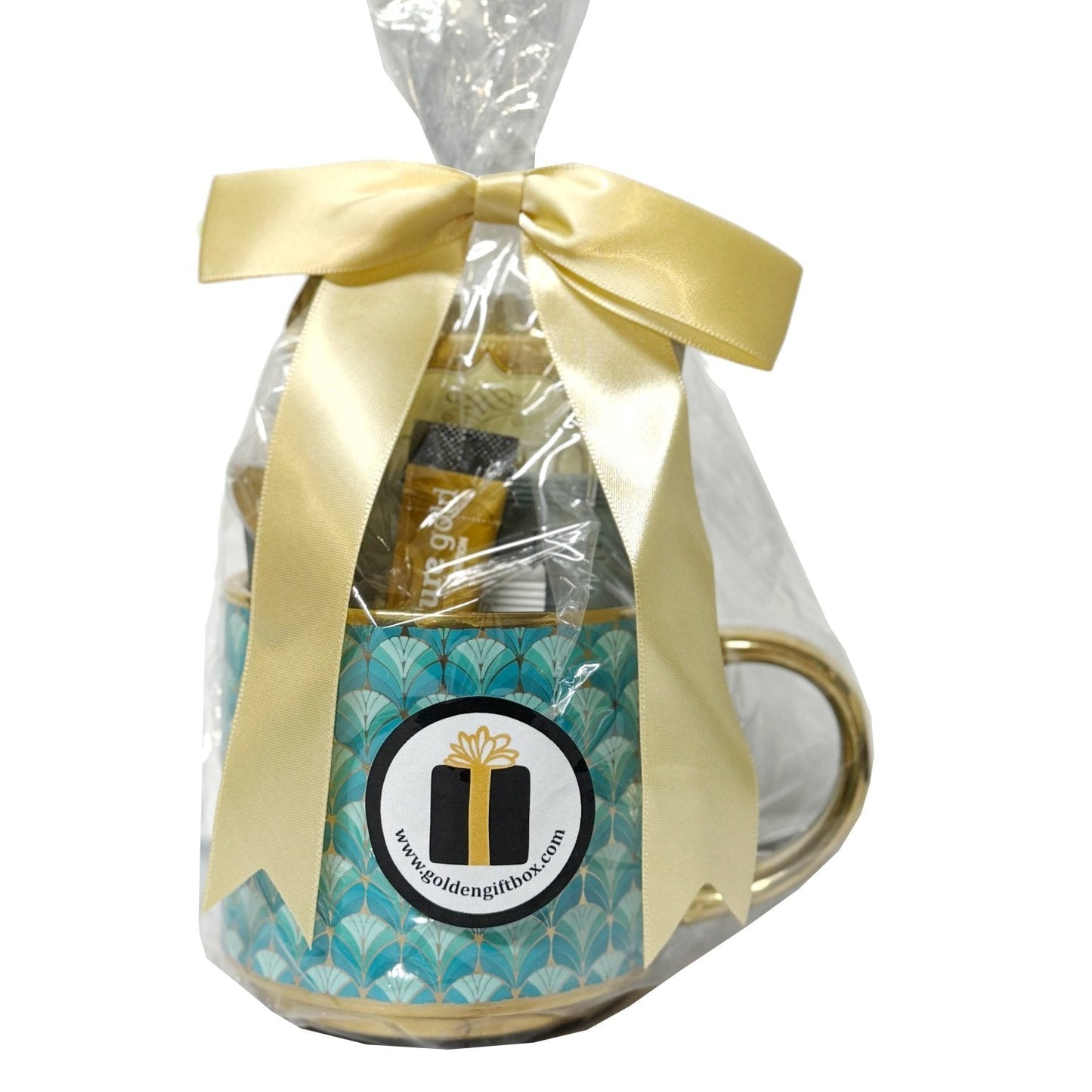 Hug in a Mug Gift Set, Turquoise - Coffee, Tea & Cocoa Gift Box - Golden Gift Box