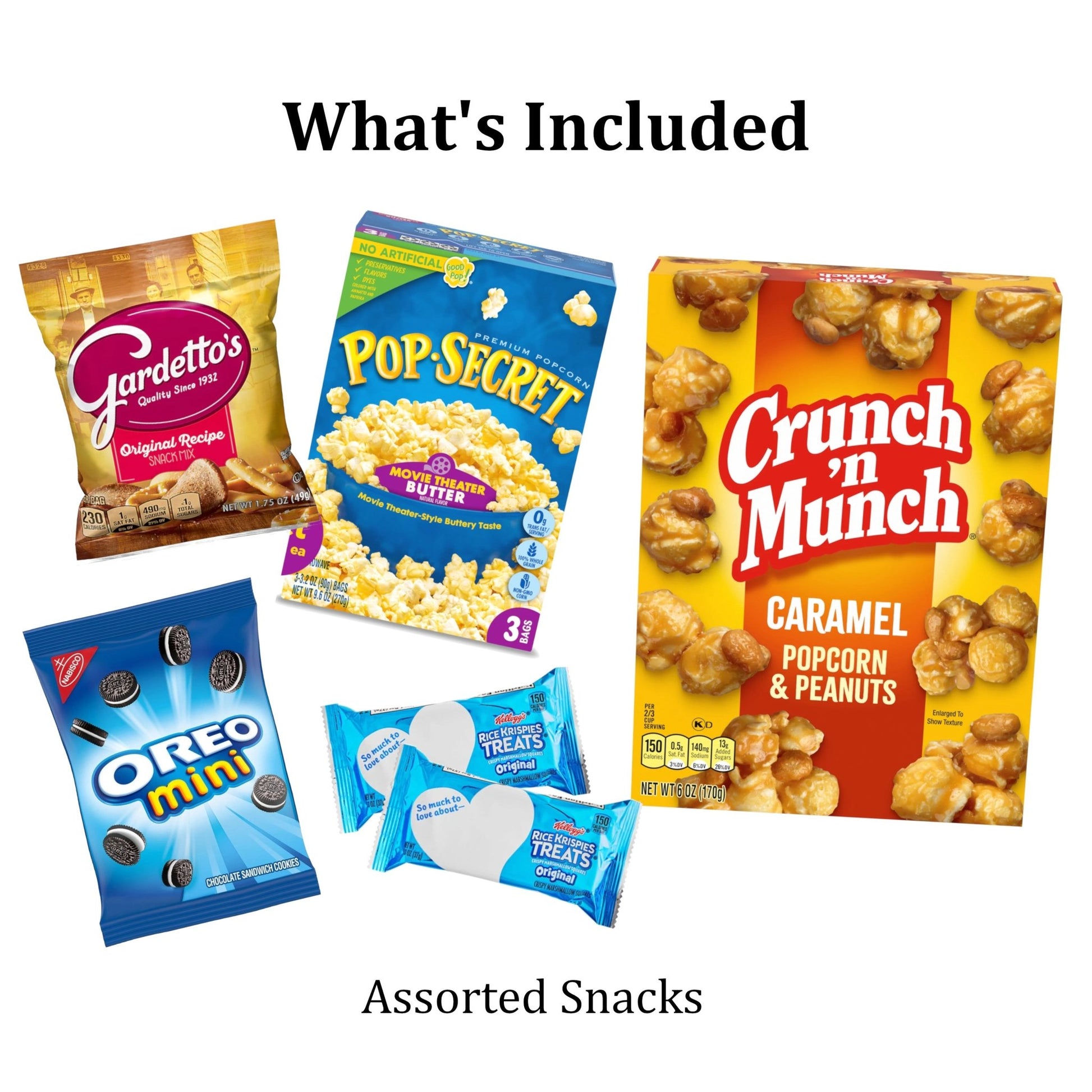 Movie night birthday care package with snacks and birthday glasses