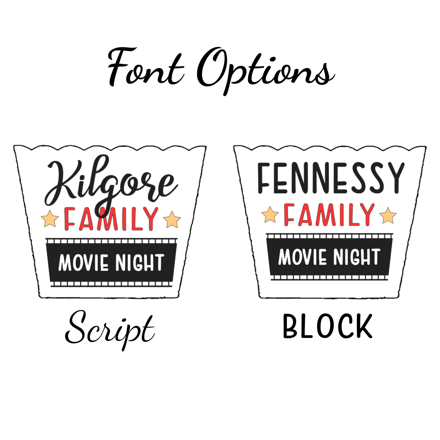 Personalized Family Movie Night Popcorn Bucket Gift Set - Popcorn Bucket, Popcorn, & Snacks - Golden Gift Box