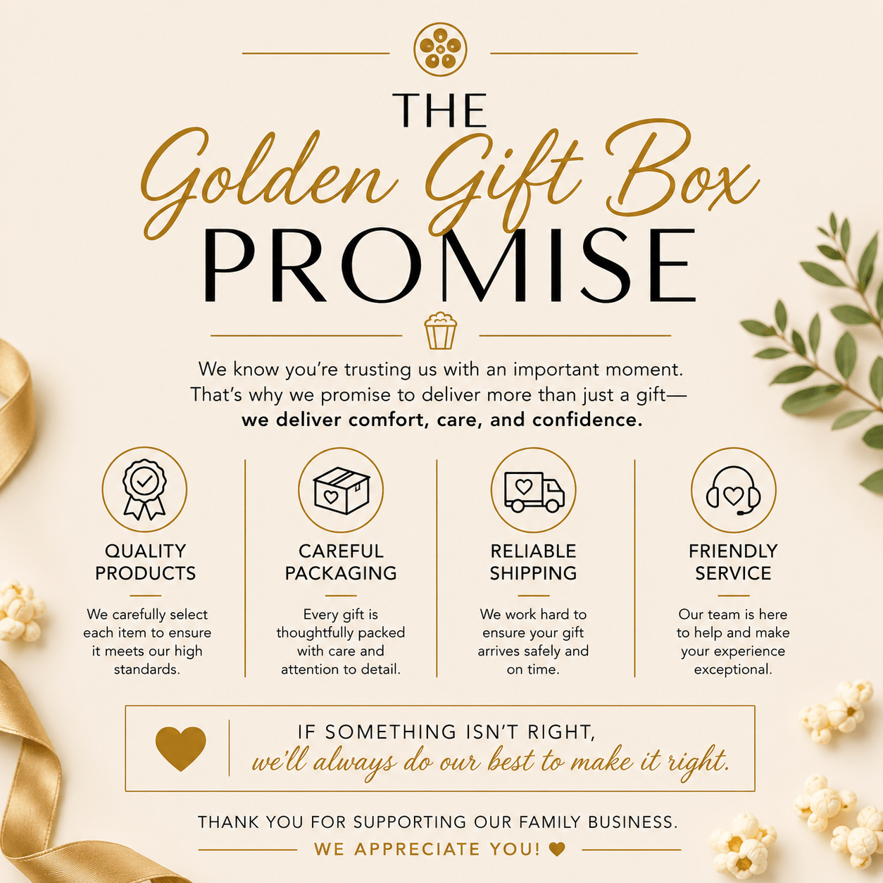 Sugar Cookie Movie Night Gift - Golden Gift Box