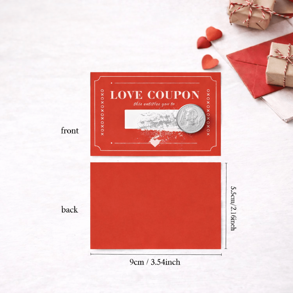Valentine Scratch Off Love Coupons – Set of 3 - Golden Gift Box
