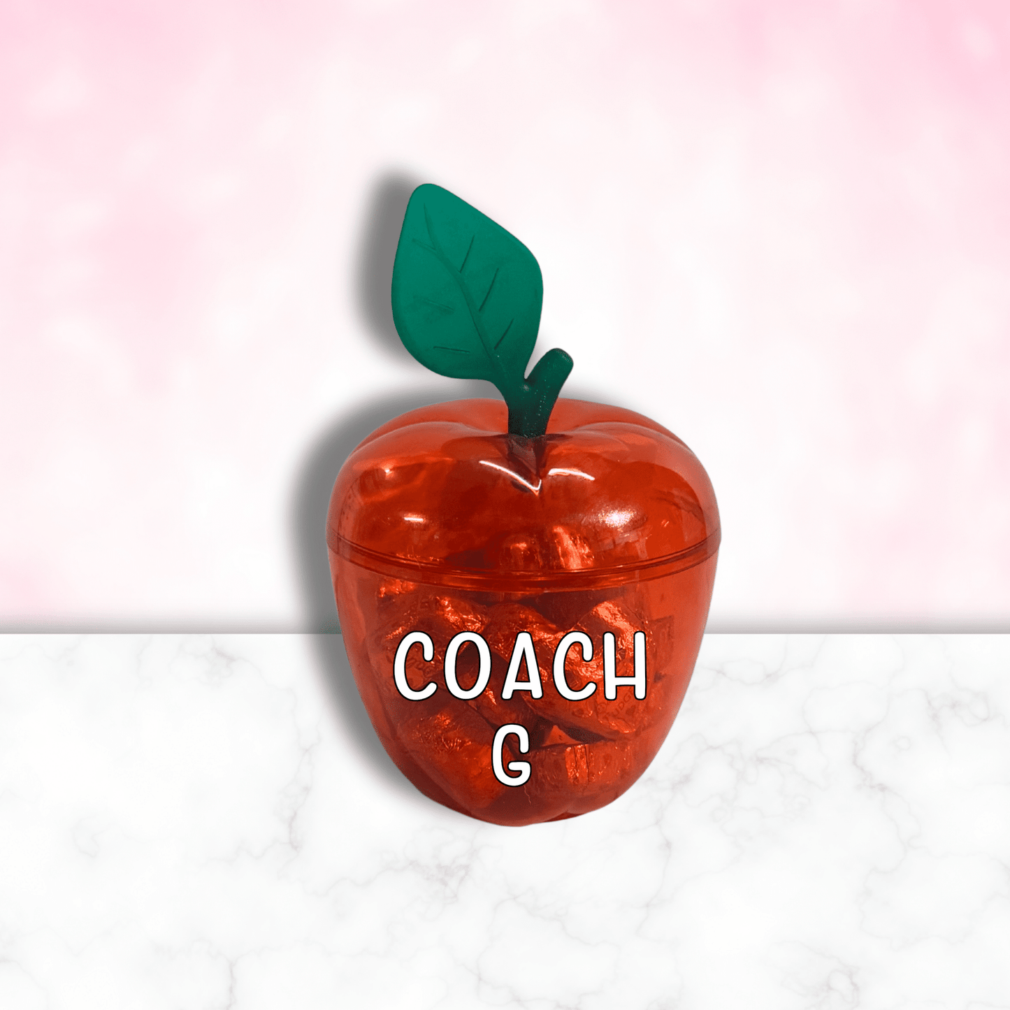 Valentine Teacher Gift – Apple Container with Chocolates & Sticky Notes - Golden Gift Box