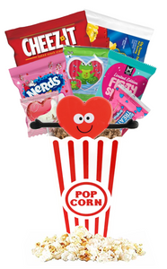 Valentine's Day Movie Night Gift Basket - Sweet Treats and Popcorn Love in a Movie Night Bucket - Perfect for Couples, Family, Friends, Teens, Men, Kids, Date Night