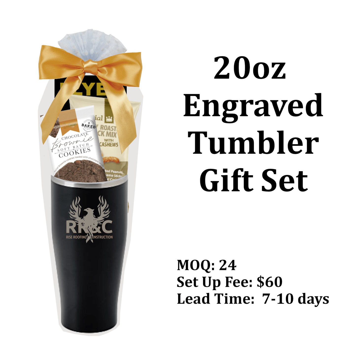 20oz Engraved Tumbler Gift Set - Golden Gift Box