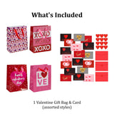 Valentine's Gift Set: Includes Gift Bag With Mini Valentines Card, Plush Teddy Bear, Heart Box of Chocolates, Crispy Wafer Cookies, And Bouquet Of Rose Soap - Perfect Valentine's Day Gifts (Medium)