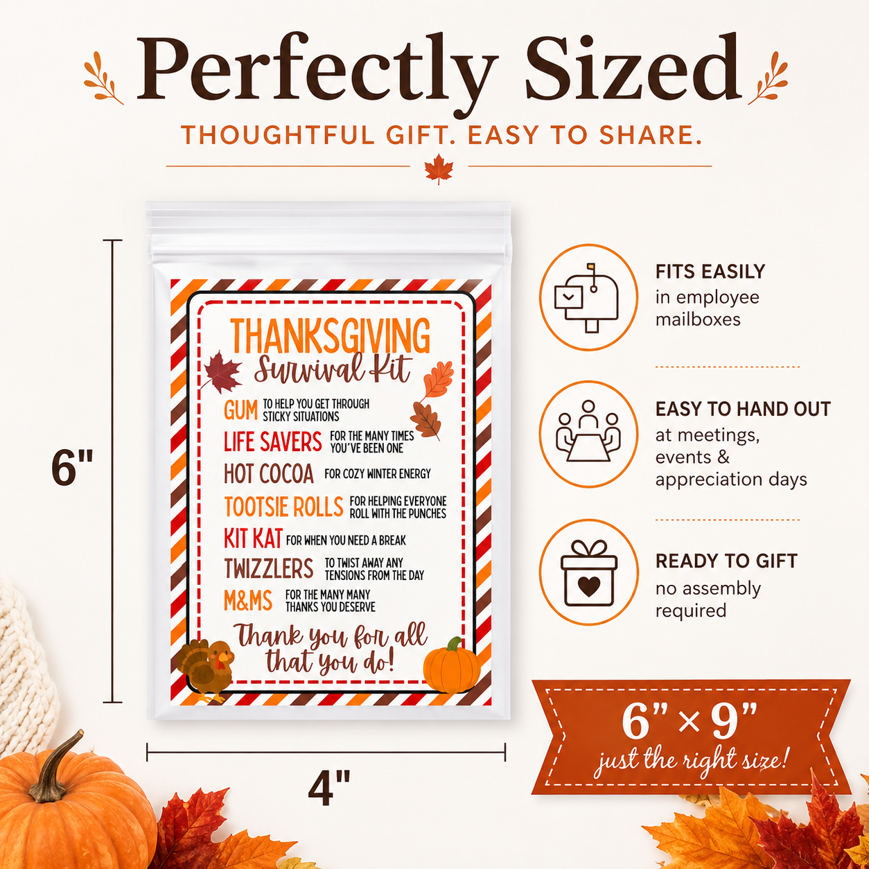 Fall Appreciation Gift – Employee, Staff, Coworker & Volunteer Thank You Treat Bag