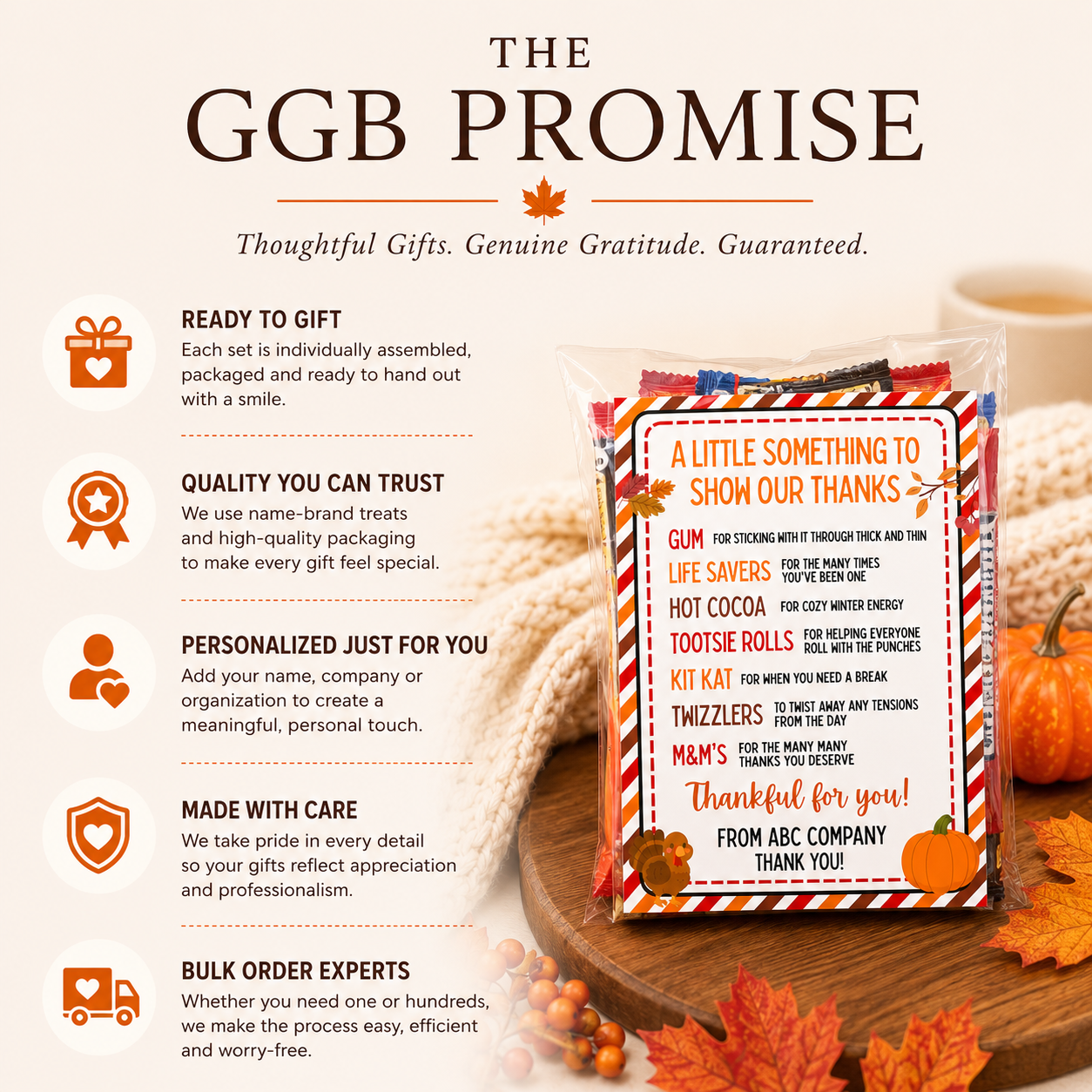 Fall Appreciation Gift – Employee, Staff, Coworker & Volunteer Thank You Treat Bag