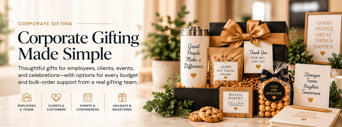thoughtful gifts for employees, clients, events, and celebrations. with options for every budget and bulk-order support from a real gifting team.