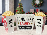 Personalized Family Movie Night Popcorn Bucket Gift Set - Popcorn Bucket, Popcorn, & Snacks