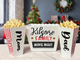 Personalized Family Movie Night Popcorn Bucket Gift Set - Popcorn Bucket, Popcorn, & Snacks