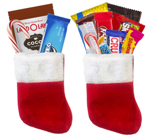 6.5" Christmas Miniature Stockings Filled With Candies, Cocoa, and Cookies Christmas Gift Set - 2 in each set (Several Varieties)