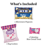 Valentine's Day Movie Night Gift Basket - Sweet Treats and Popcorn Love in a Movie Night Bucket - Perfect for Couples, Family, Friends, Teens, Men, Kids, Date Night