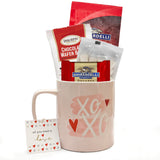 Love in a Mug Hot Chocolate Gift Set - Cozy Valentine’s Gift with Hot Cocoa, Wafer Bites Cookies, Marshmallows, Chocolate Candy, And Valentines Mug (XOXO - Valentines Hot Cocoa Gift Set)