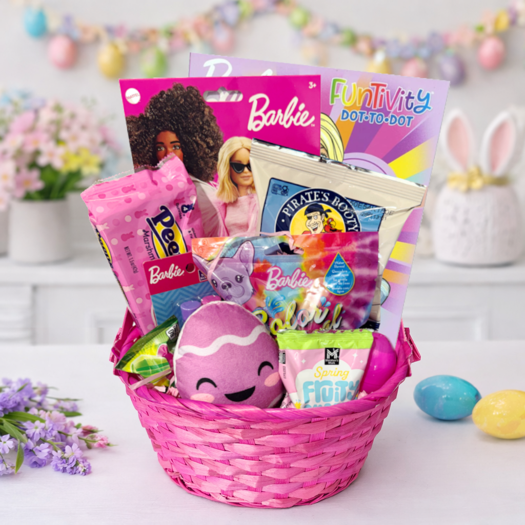 Barbie Easter Basket – Medium Barbie Easter Gift Basket with Toys, Candy & Activities - Golden Gift Box
