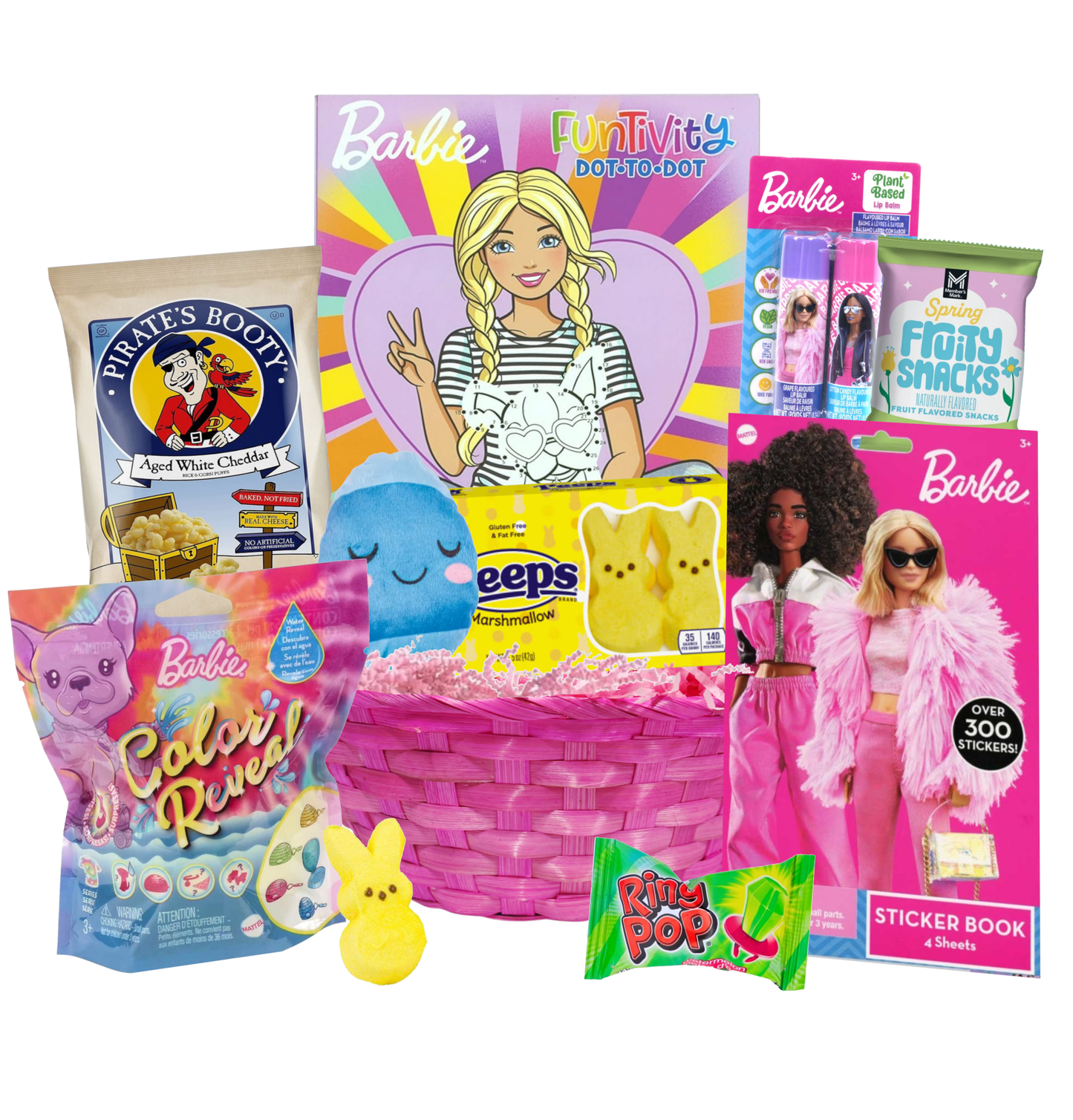 Barbie Easter Basket – Medium Barbie Easter Gift Basket with Toys, Candy & Activities - Golden Gift Box