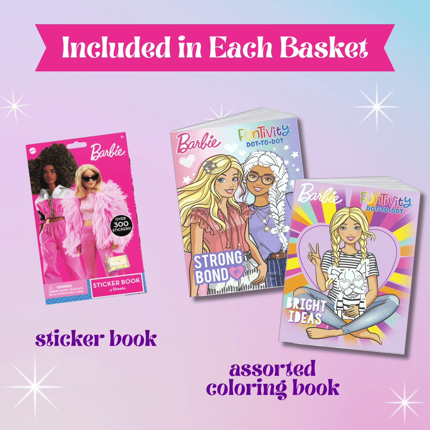 Barbie Easter Basket – Medium Barbie Easter Gift Basket with Toys, Candy & Activities - Golden Gift Box