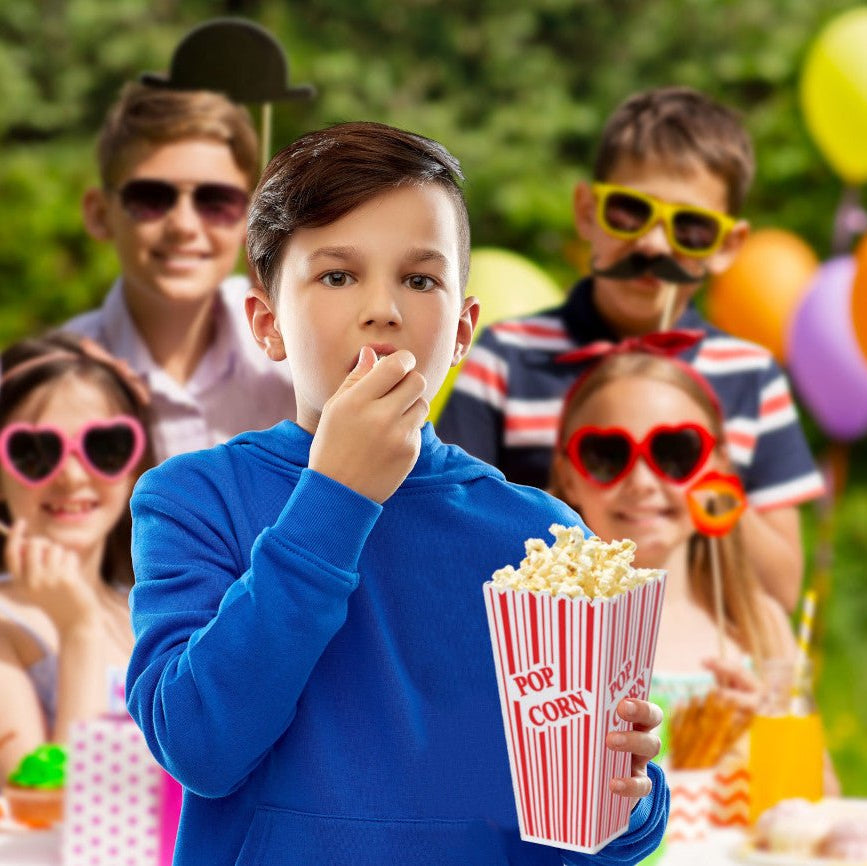 Birthday Movie Night Gift Set – Snack - Filled Popcorn Bucket with Birthday Surprises - Golden Gift Box