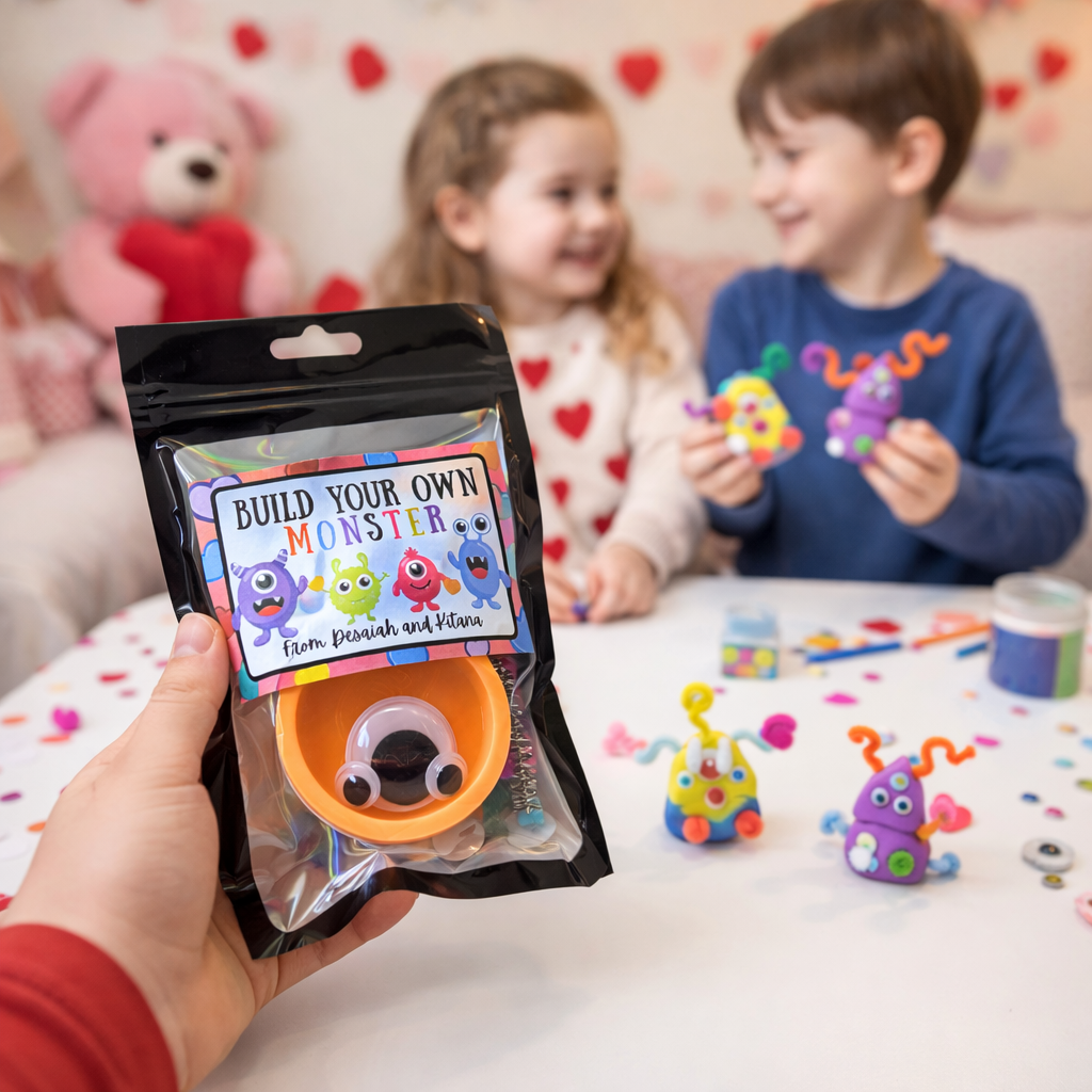 Build Your Own Monster Valentine Activity Kit - Golden Gift Box