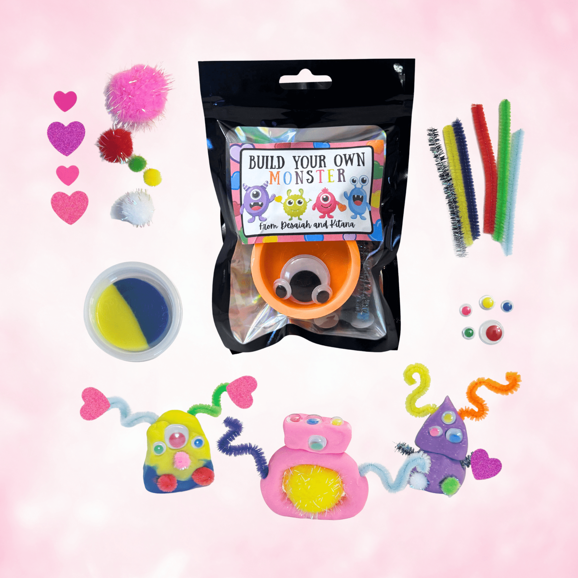 Build Your Own Monster Valentine Activity Kit - Golden Gift Box