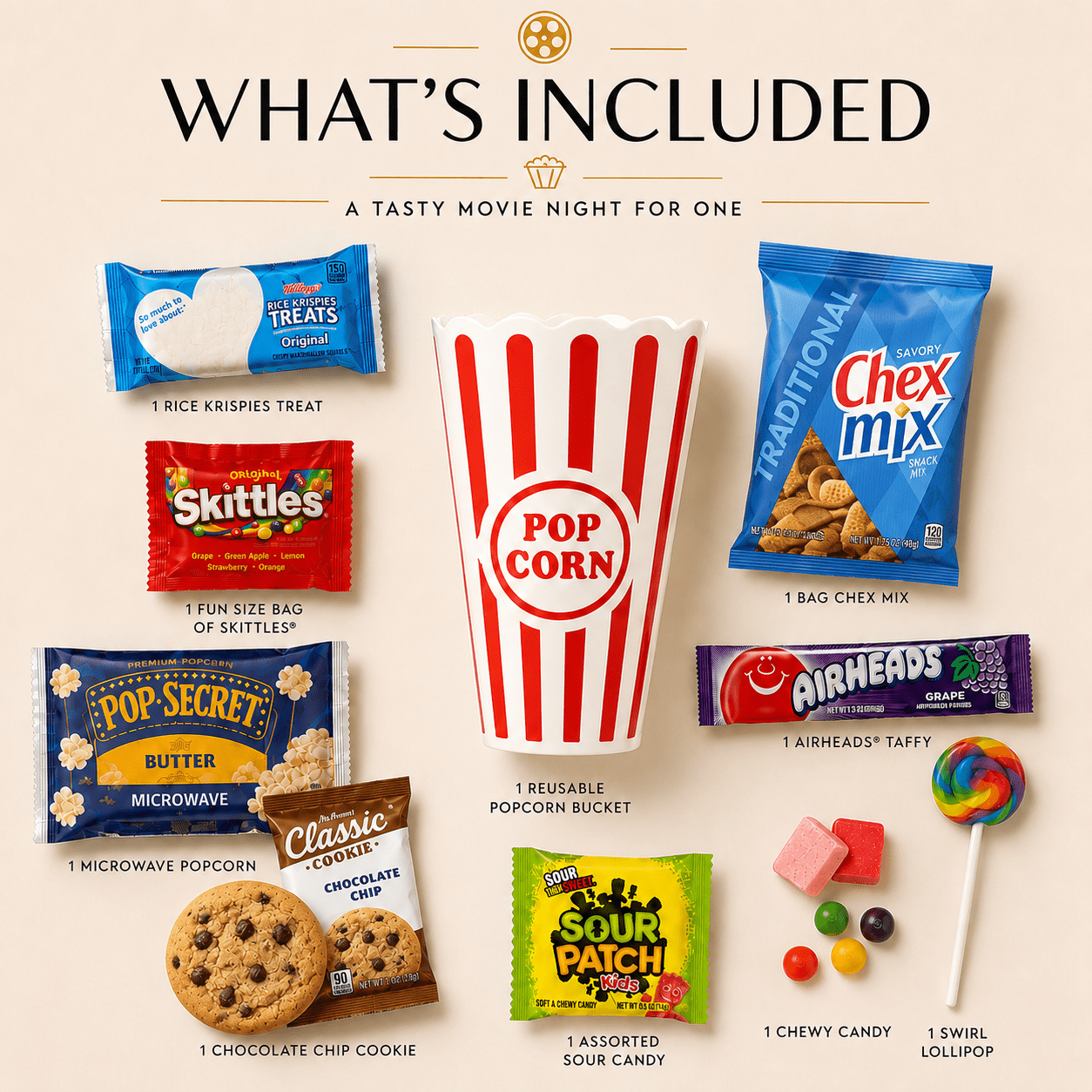 Chocolate Chip Cookie Movie Night Gift - Golden Gift Box