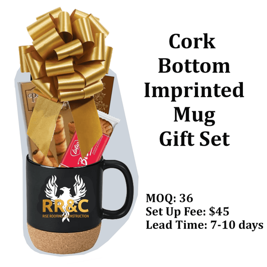 Cork Bottom Imprinted Mug Gift Set - Golden Gift Box
