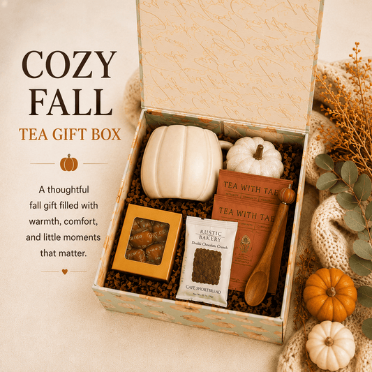 Cozy Fall Tea Gift Box with Pumpkin Mug - Golden Gift Box
