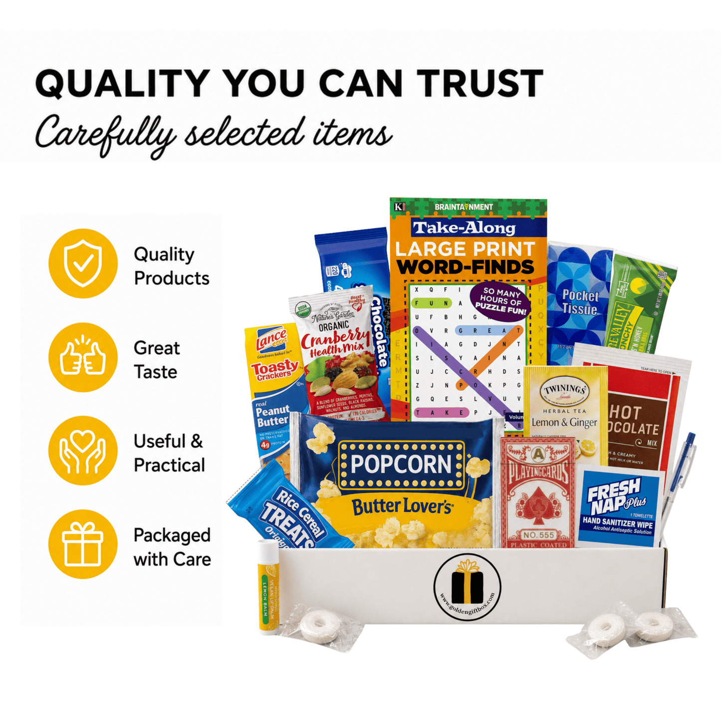 Feel Better Soon Care Package - Golden Gift Box