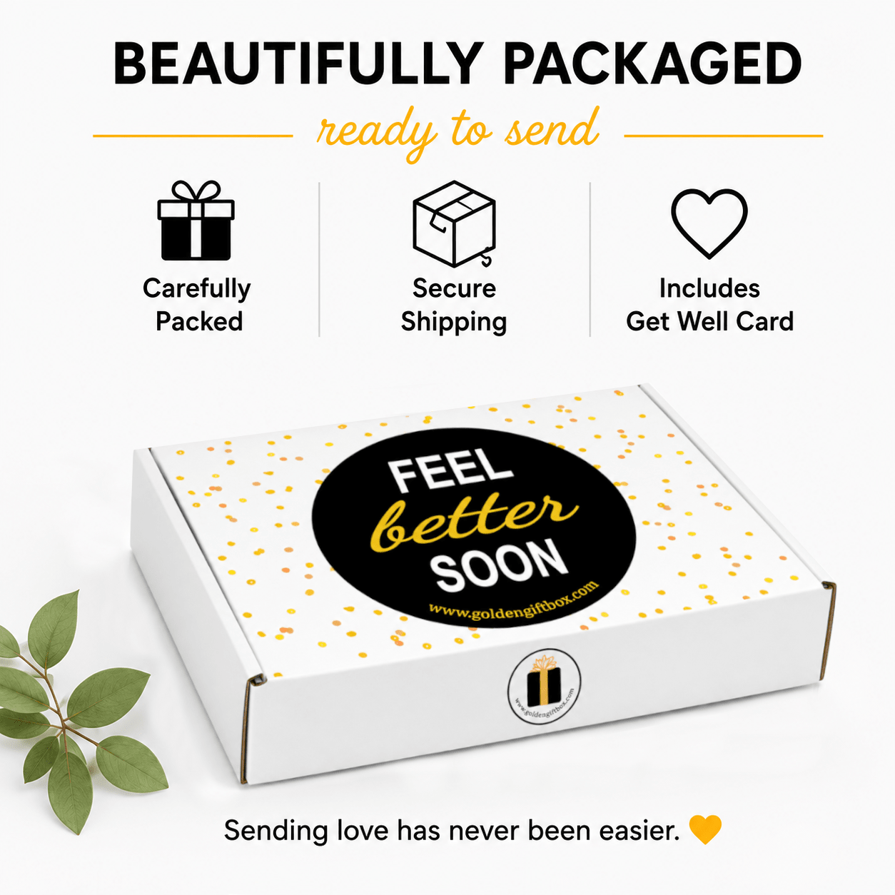 Feel Better Soon Care Package - Golden Gift Box