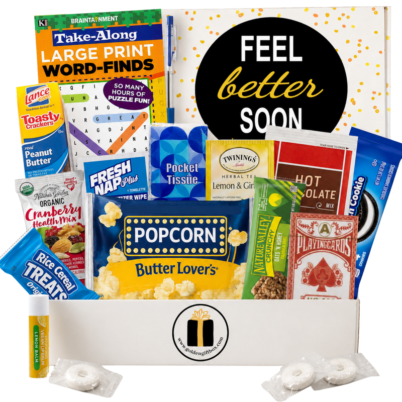 Feel Better Soon Care Package - Golden Gift Box