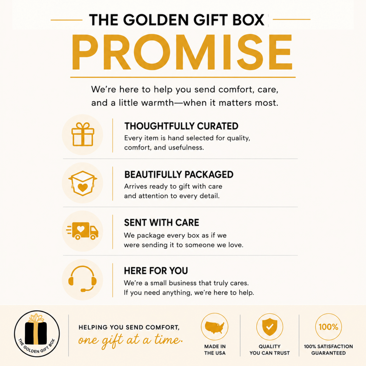 Get Well Cheer Care Package - Golden Gift Box