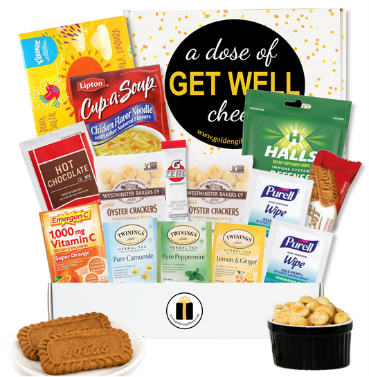 Get Well Cheer Care Package - Golden Gift Box