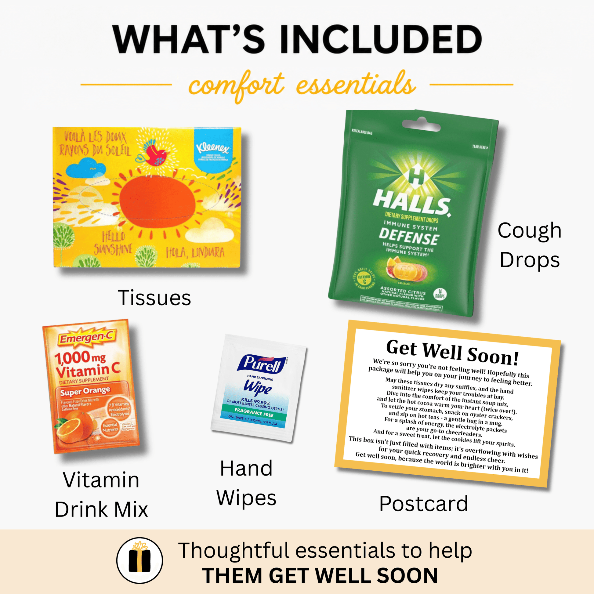 Get Well Cheer Care Package - Golden Gift Box