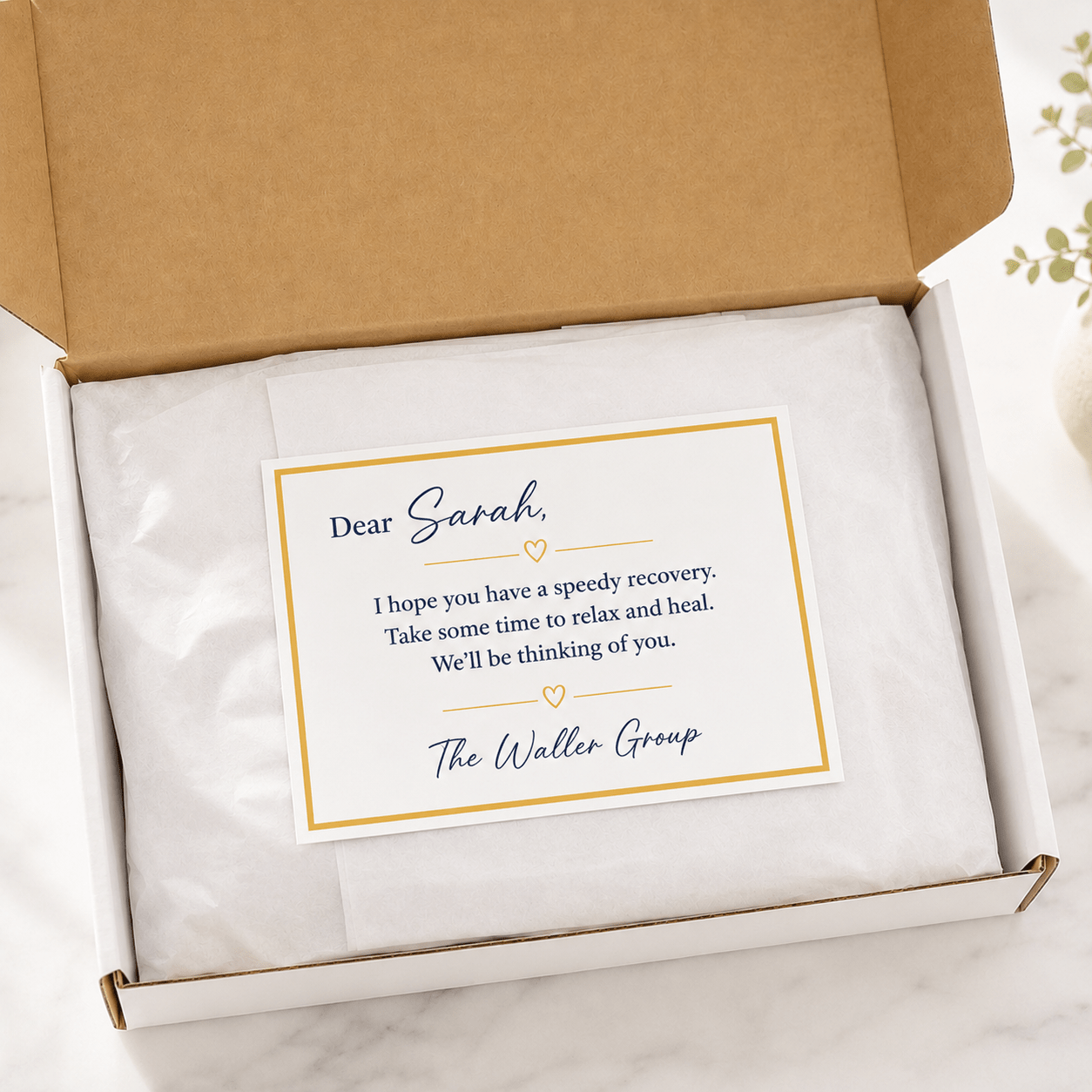 Get Well Cheer Care Package - Golden Gift Box