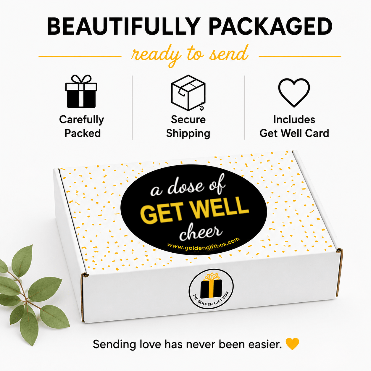 Get Well Cheer Care Package - Golden Gift Box