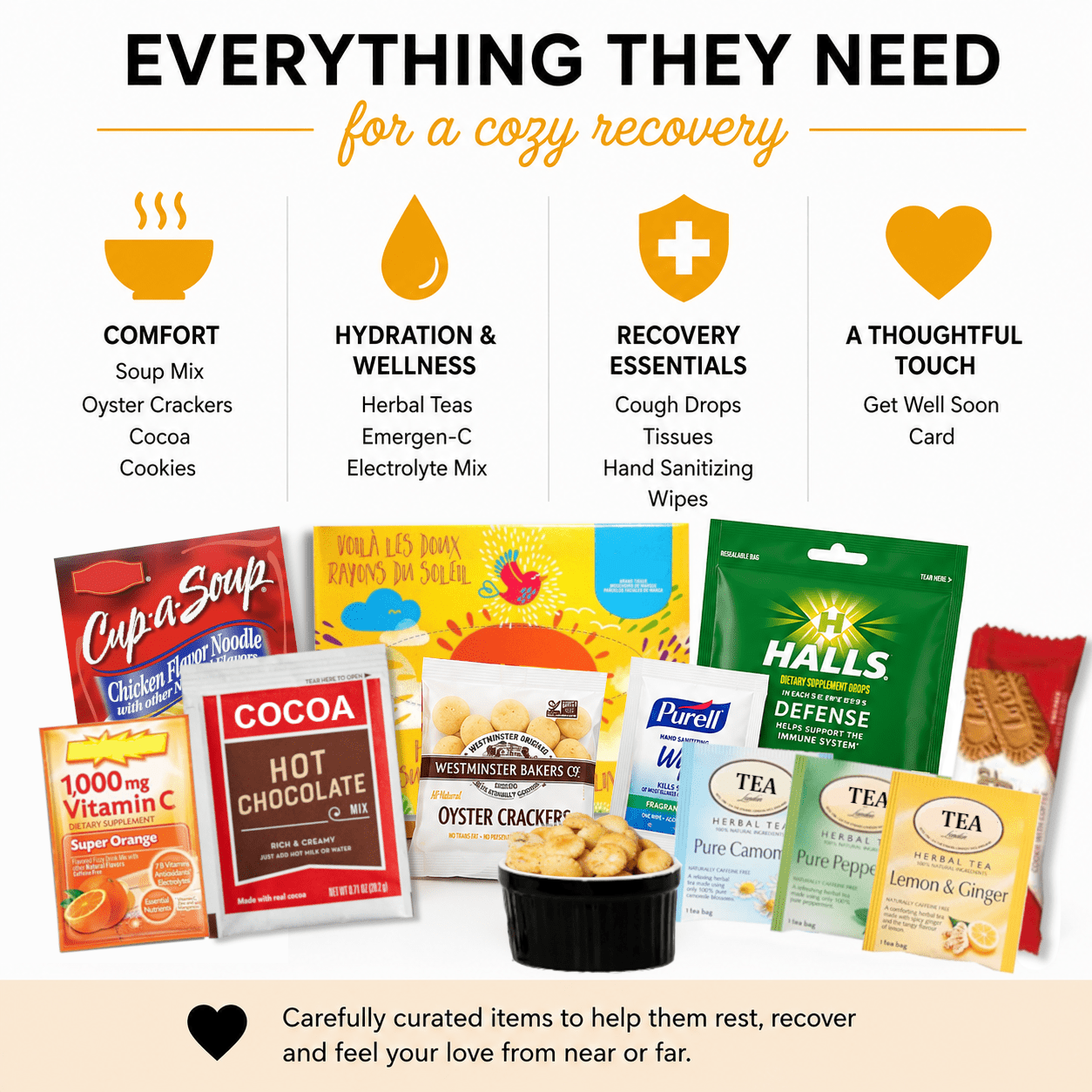 Get Well Cheer Care Package - Golden Gift Box