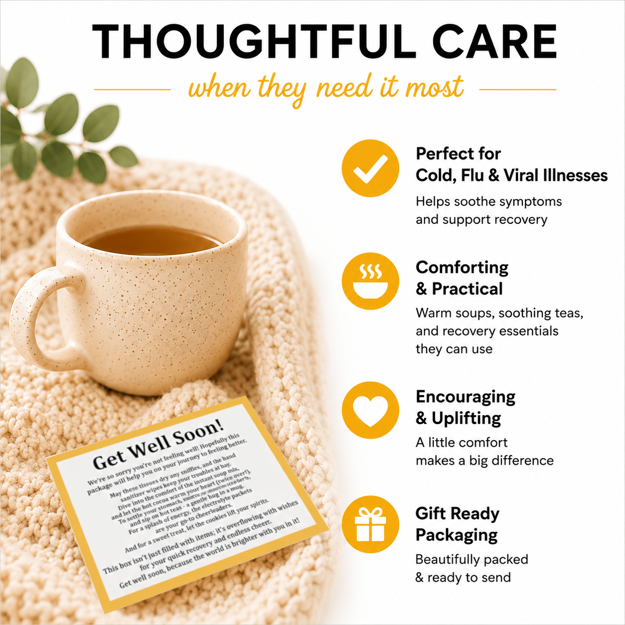 Get Well Cheer Care Package - Golden Gift Box