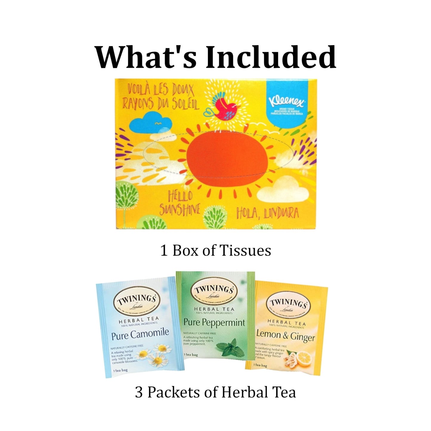Get Well Cheer Care Package - With Tea and Tissues- Golden Gift Box