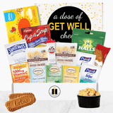 Get Well Cheer Care Package gift box with soup, tea, and cocoa