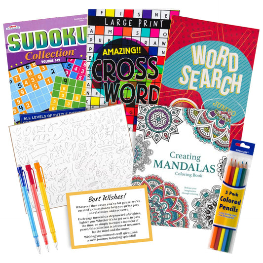 Puzzle Book Variety Gift Set with Sudoku, crosswords, and coloring book