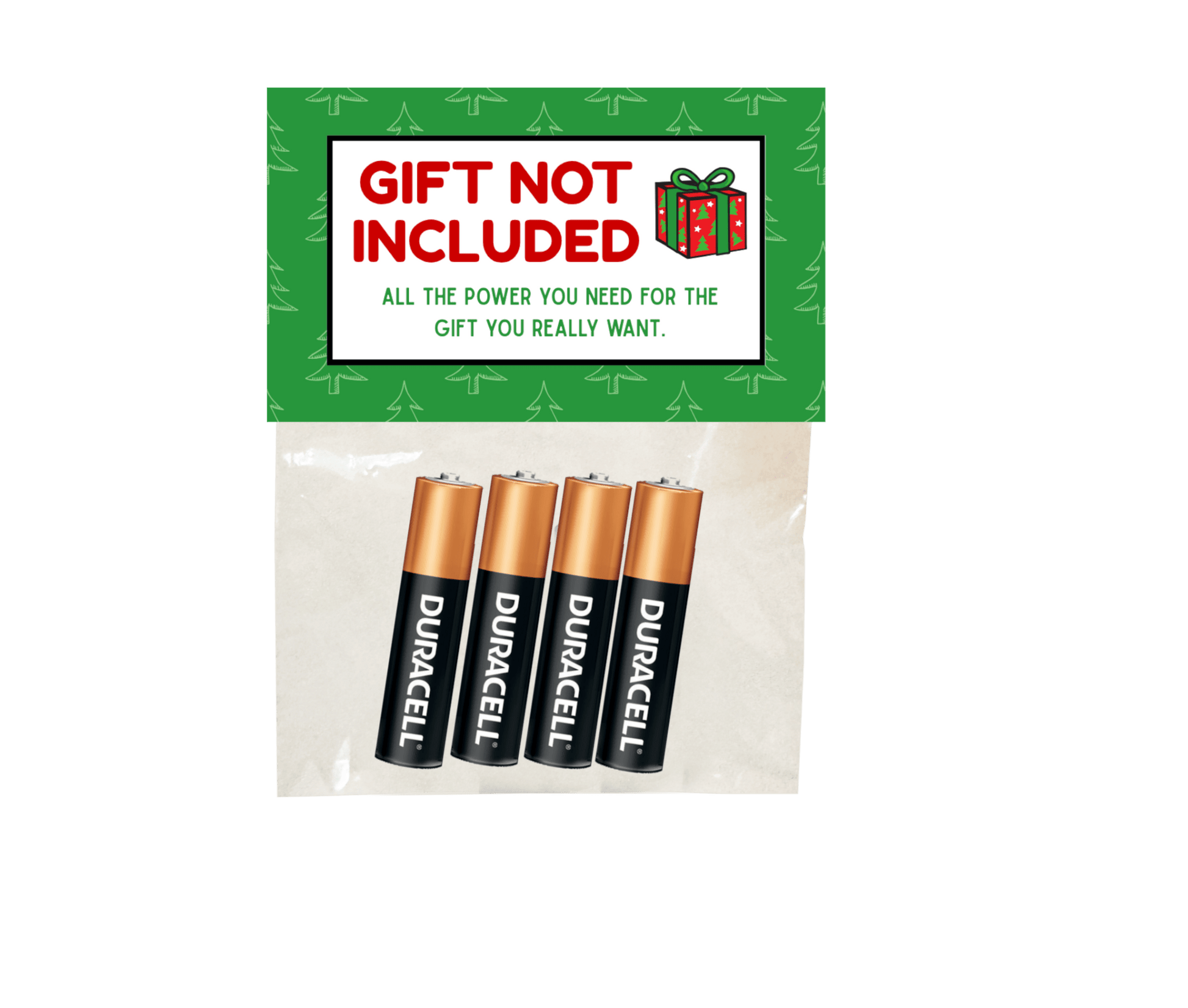 “Gift Not Included” Holiday Battery Stocking Stuffer – Funny Christmas Gag Gift - Golden Gift Box