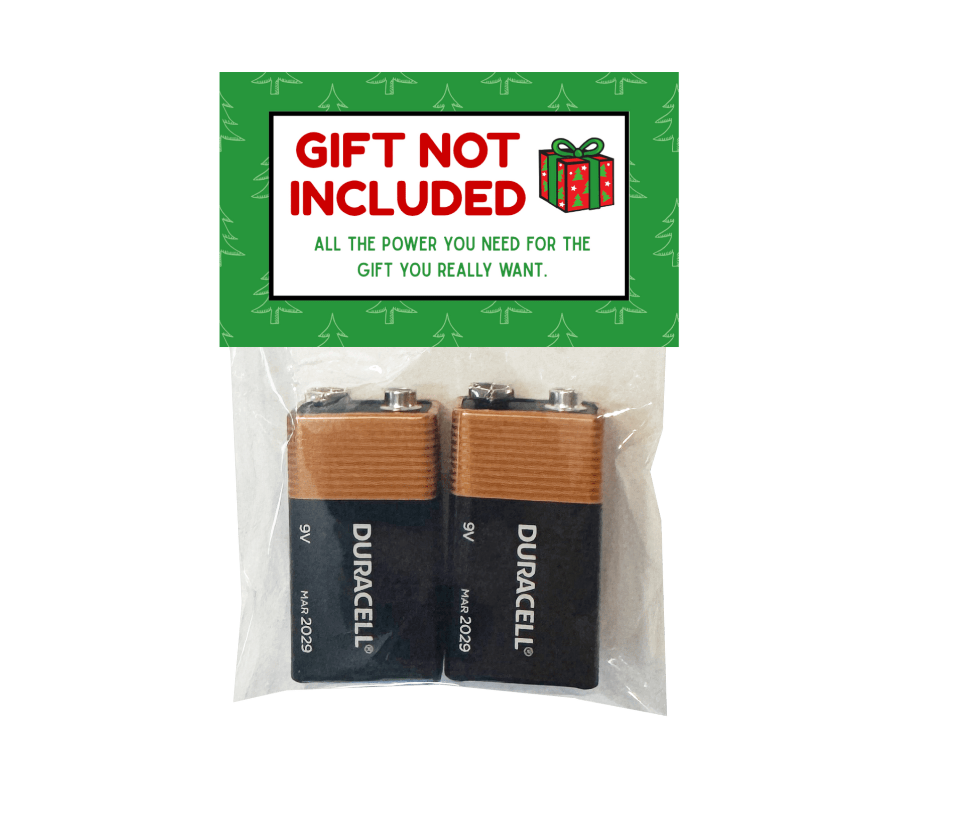 “Gift Not Included” Holiday Battery Stocking Stuffer – Funny Christmas Gag Gift - Golden Gift Box
