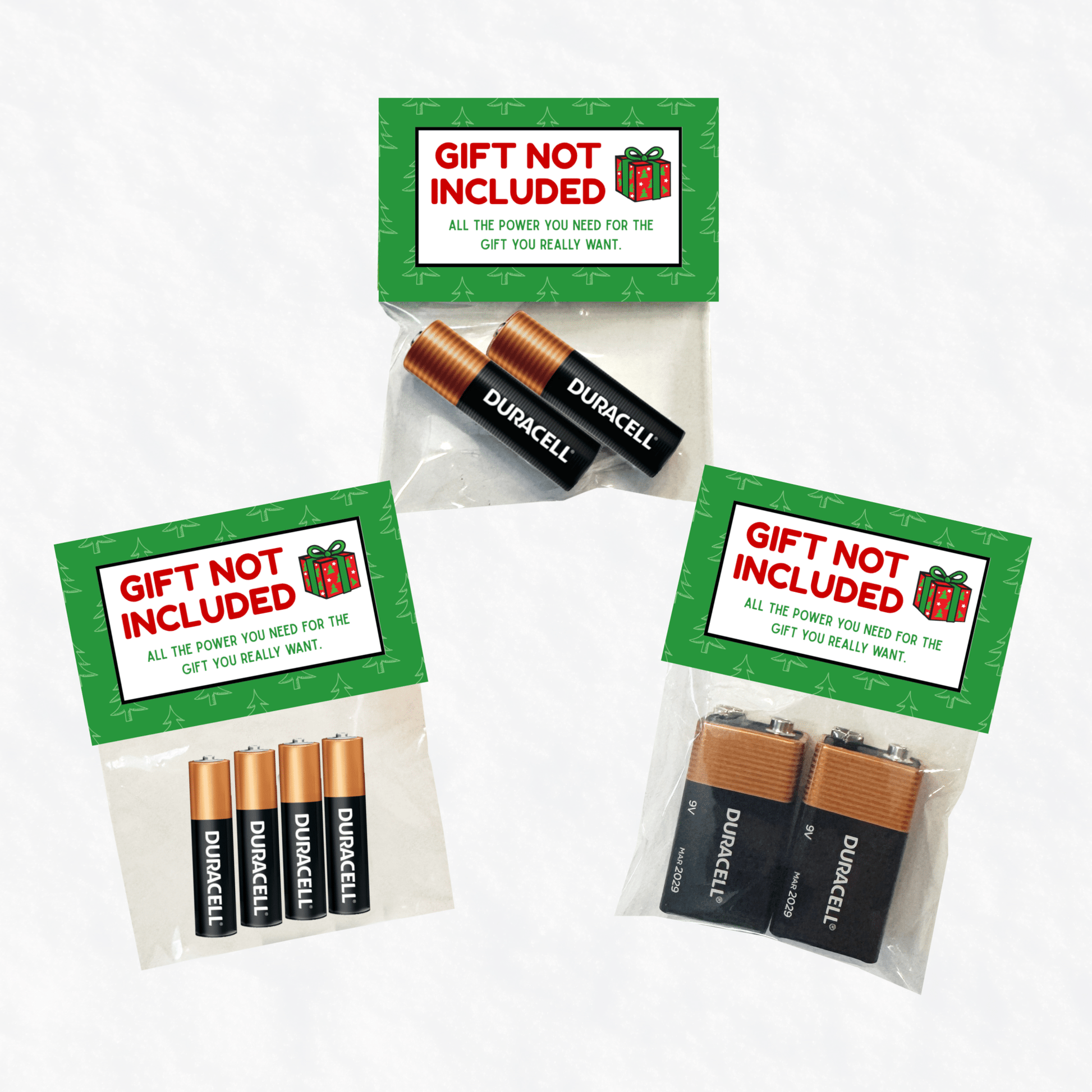 “Gift Not Included” Holiday Battery Stocking Stuffer – Funny Christmas Gag Gift - Golden Gift Box