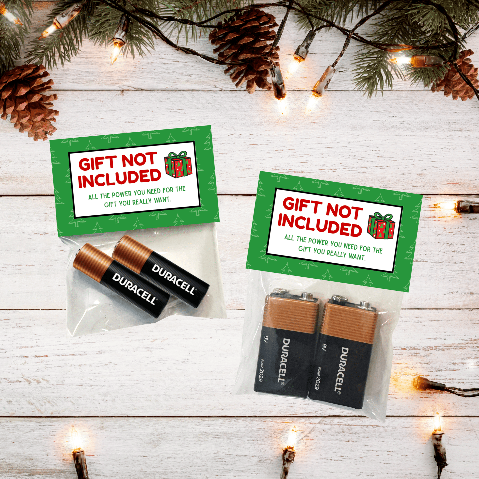 “Gift Not Included” Holiday Battery Stocking Stuffer – Funny Christmas Gag Gift - Golden Gift Box