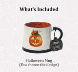 Halloween Cocoa Mug Gift Set – Hot Cocoa, Candy & Cookie Gift Basket (Too Cute to Spook) - Golden Gift Box