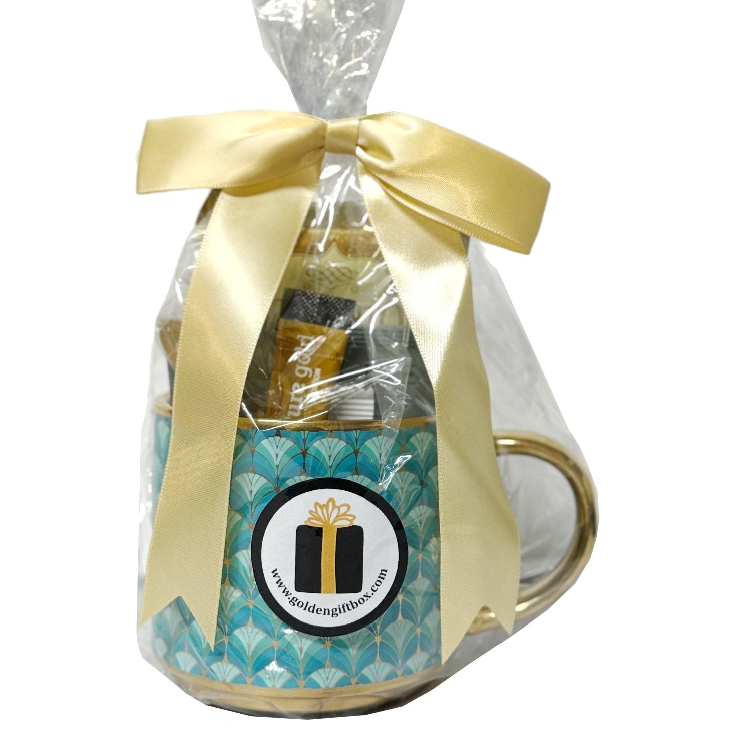 Hug in a Mug Gift Set, Turquoise - Coffee, Tea & Cocoa Gift Box - Golden Gift Box