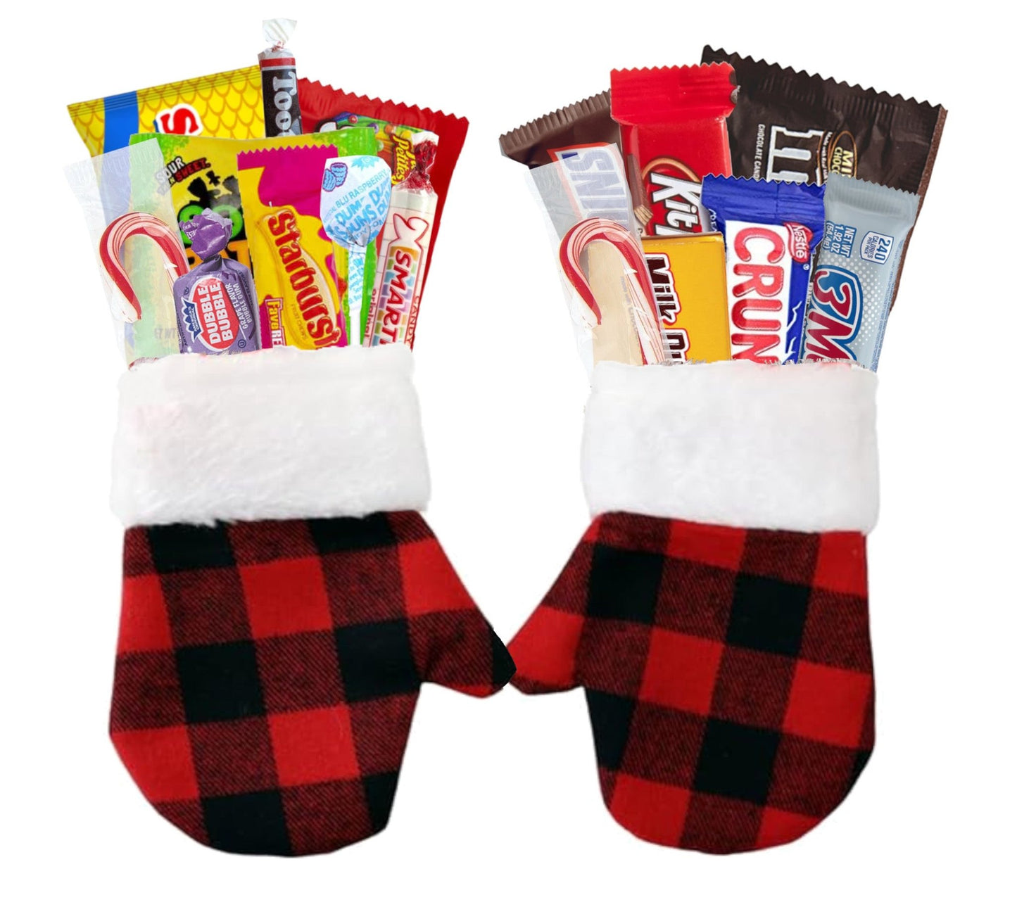 Miniature Christmas Stocking Candy Set – Holiday Candy - Filled Mini Stockings & Mittens (Multiple Styles Available) - Golden Gift Box